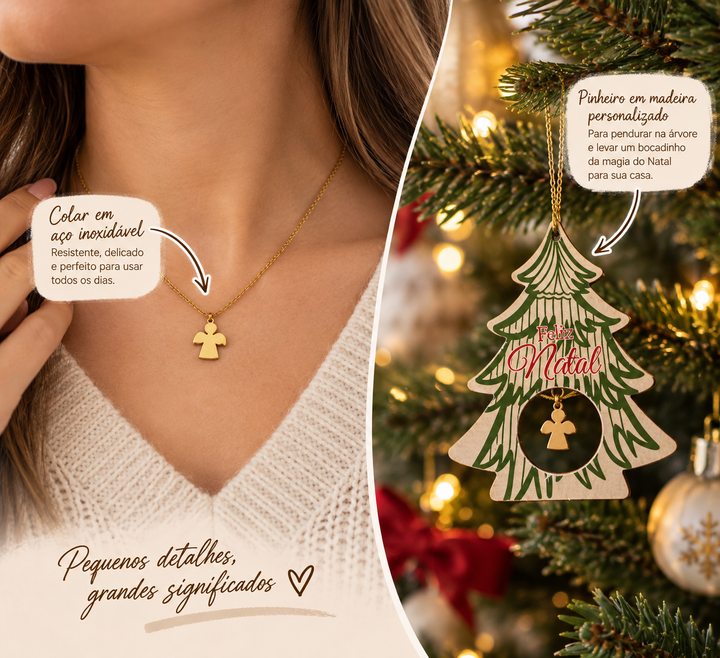 Presente de Natal Personalizado | Colar + Pinheirinho para a Árvore