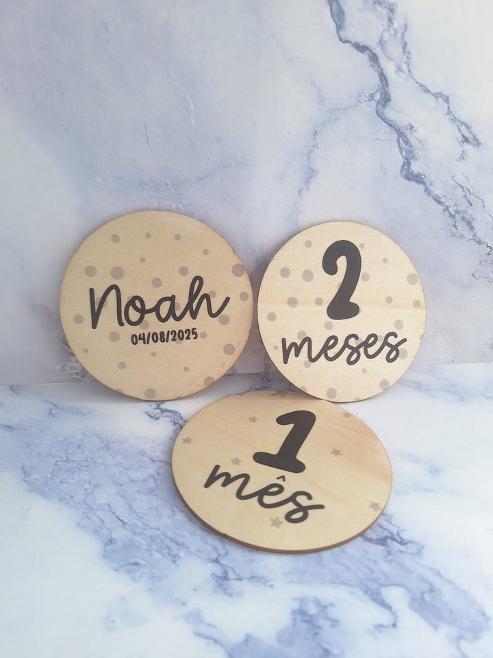 Placas em Madeira Milestones para Bebé Personalizadas 🌿✨ - Cutxi Cutxi - Presentes Personalizados