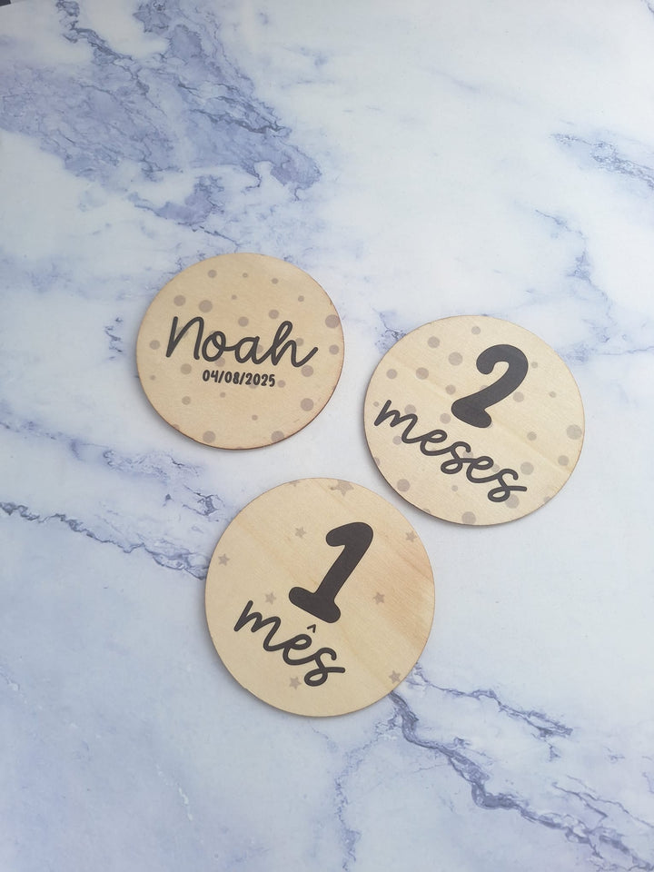 Placas em Madeira Milestones para Bebé Personalizadas 🌿✨ - Cutxi Cutxi - Presentes Personalizados