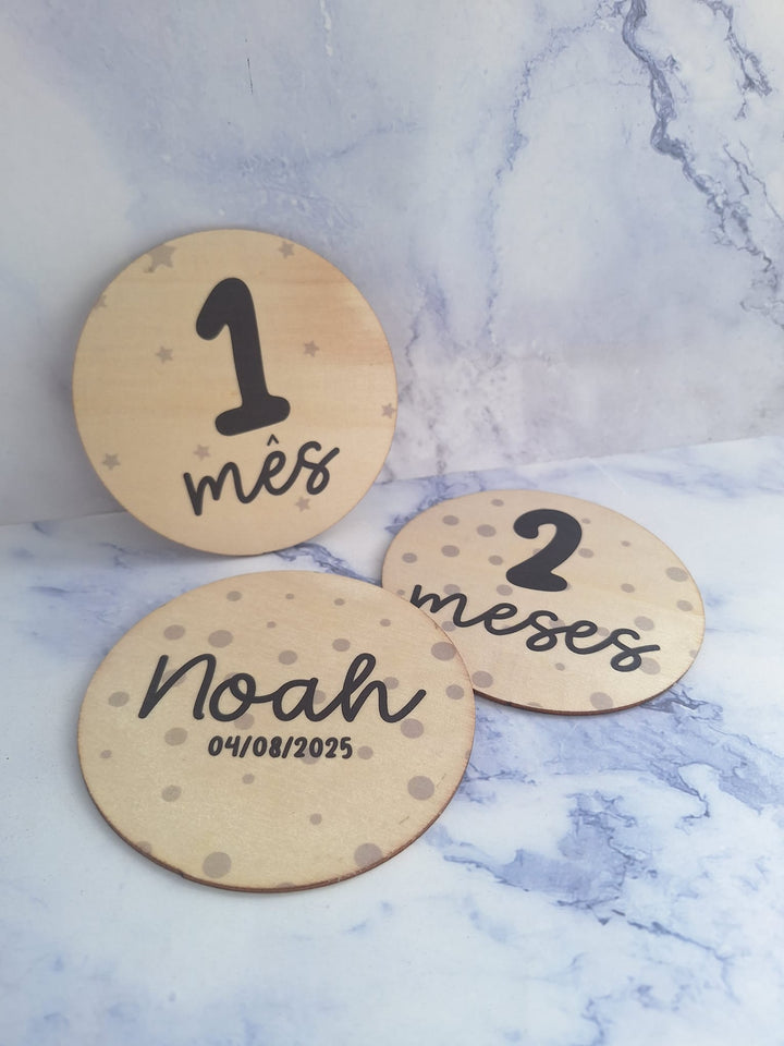 Placas em Madeira Milestones para Bebé Personalizadas 🌿✨ - Cutxi Cutxi - Presentes Personalizados