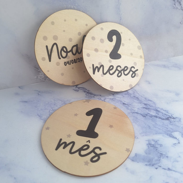 Placas em Madeira Milestones para Bebé Personalizadas 🌿✨ - Cutxi Cutxi - Presentes Personalizados