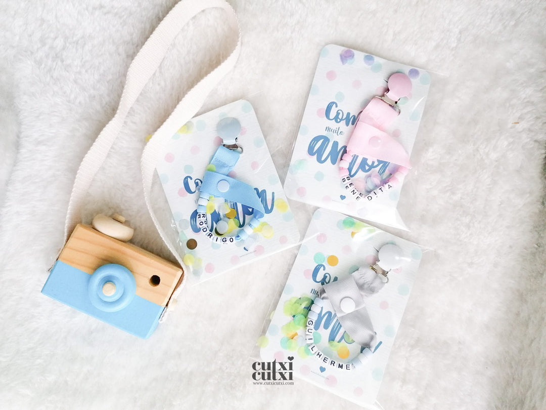 Prende Chucha Personalizada com NOME e contas - Cutxi Cutxi - Presentes Personalizados