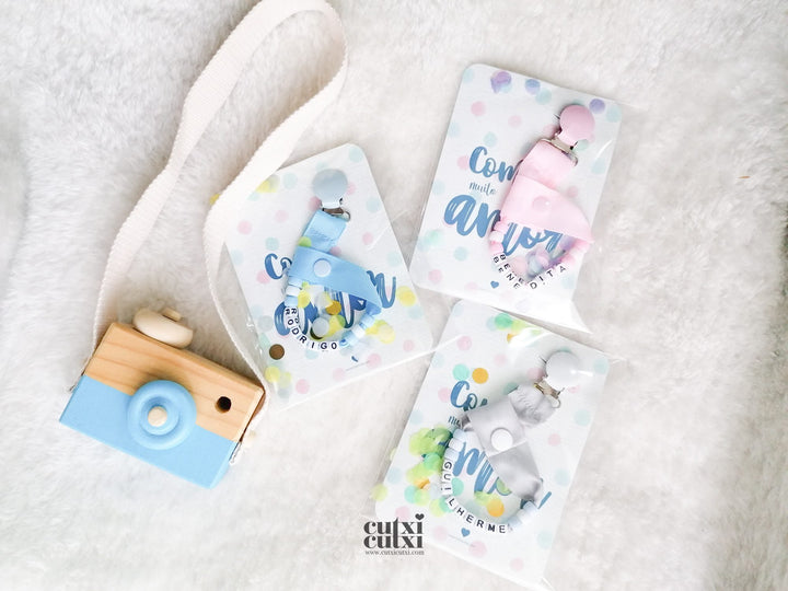 Prende Chucha Personalizada com NOME e contas - Cutxi Cutxi - Presentes Personalizados