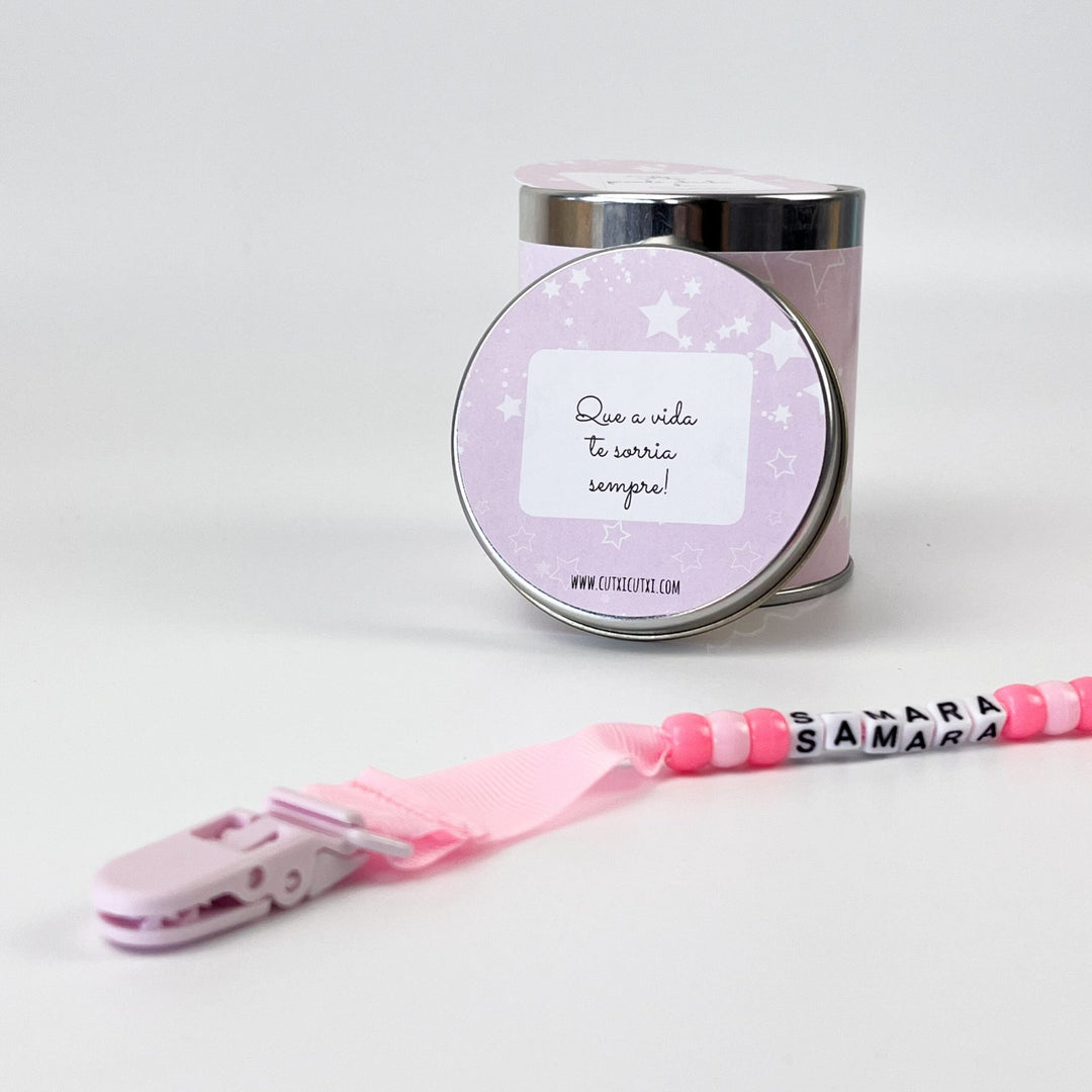 Prende Chucha Personalizada com NOME e contas - Cutxi Cutxi - Presentes Personalizados