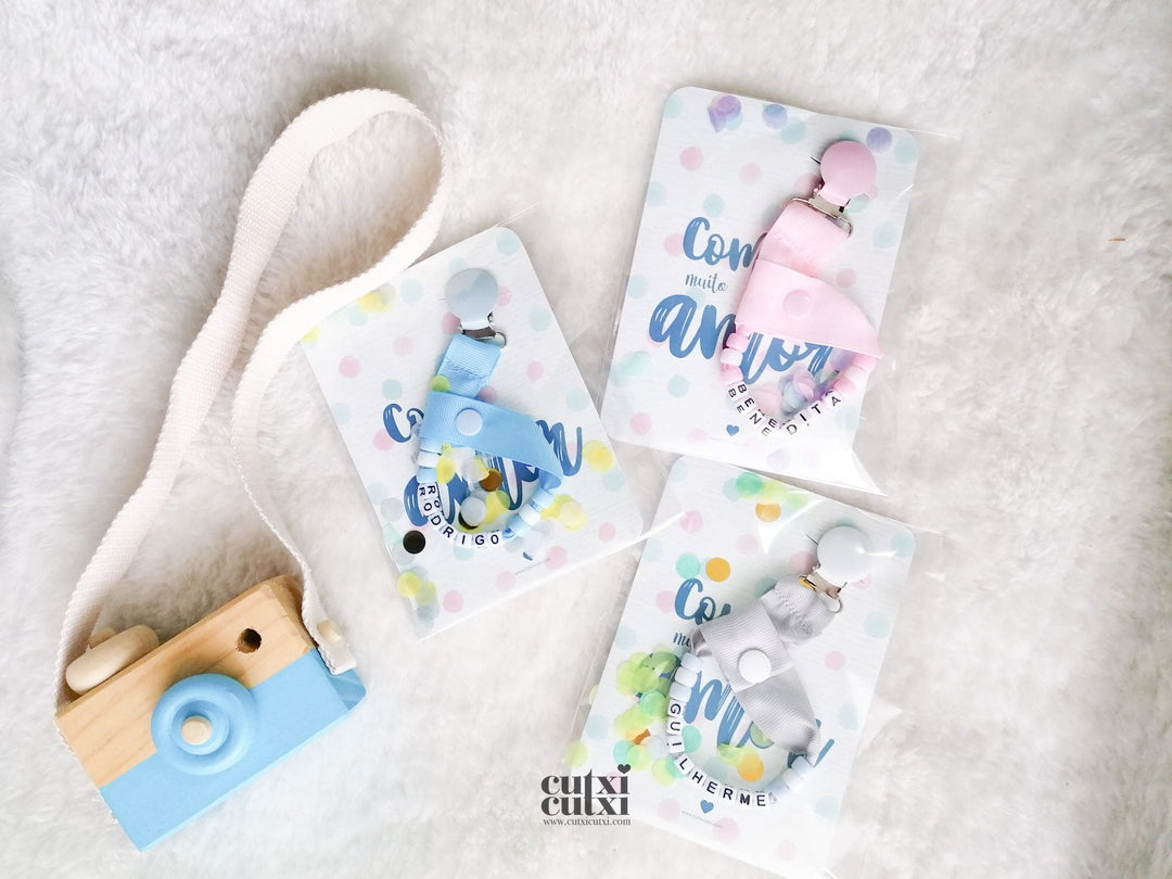 Prende Chucha Personalizada com NOME e contas - Cutxi Cutxi - Presentes Personalizados