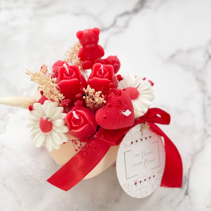 Arranjo Floral com Flores de Vela - Coração Florido de Amor 🌹❤️ Edição especial Dia dos Namorados