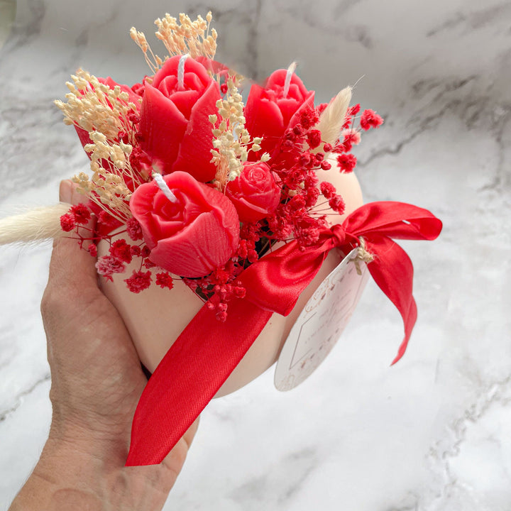 Arranjo Floral com Flores de Vela - Coração Florido de Amor 🌹❤️ Edição especial Dia dos Namorados
