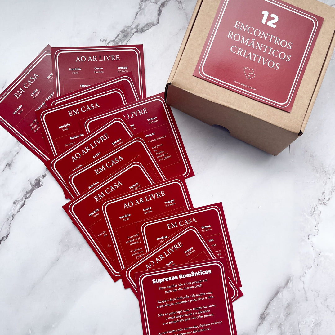 12 Encontros Românticos Criativos - Pack de Raspadinhas do Amor ❤️