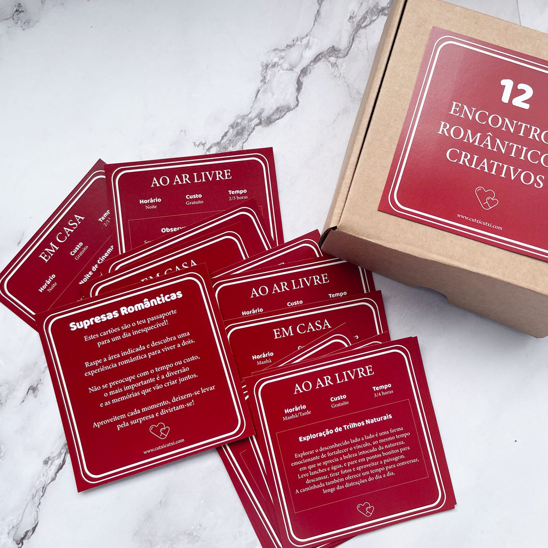 12 Encontros Românticos Criativos - Pack de Raspadinhas do Amor ❤️