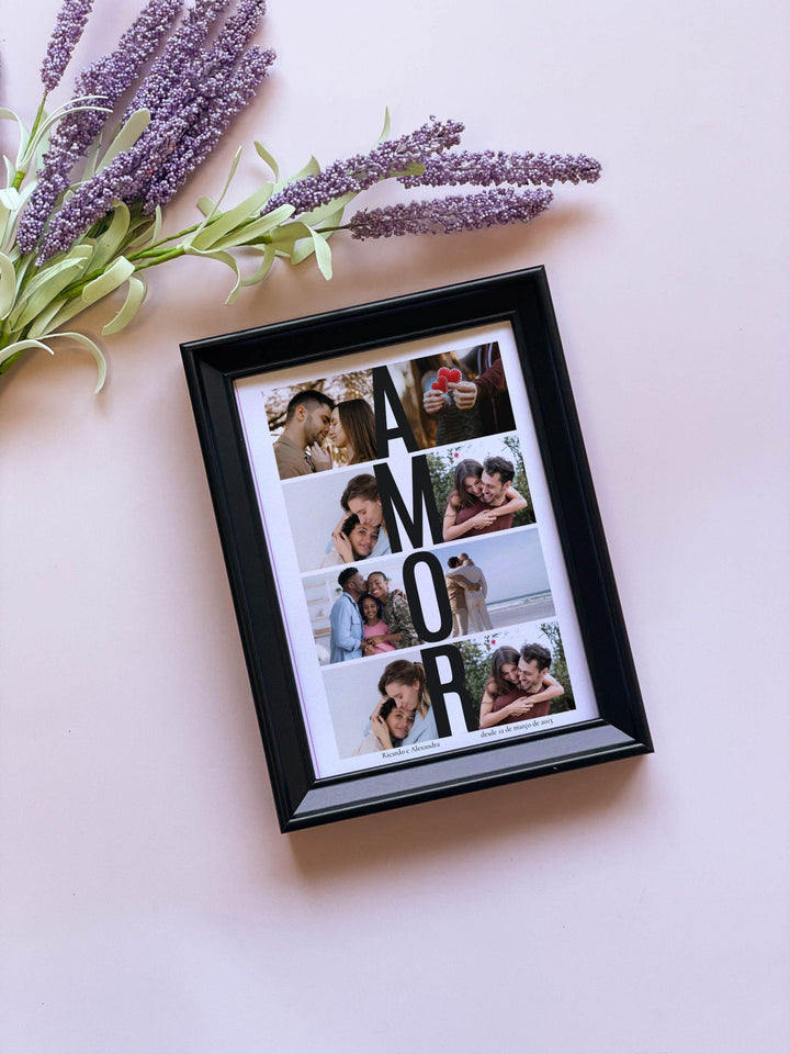 quadro AMOR dia dos namorados personalizado com fotografias e e nomes
