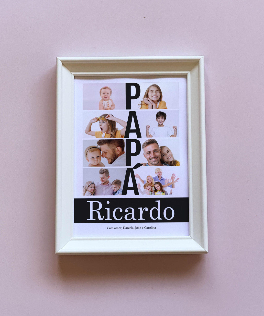 quadro Papá com nome - moldura branca