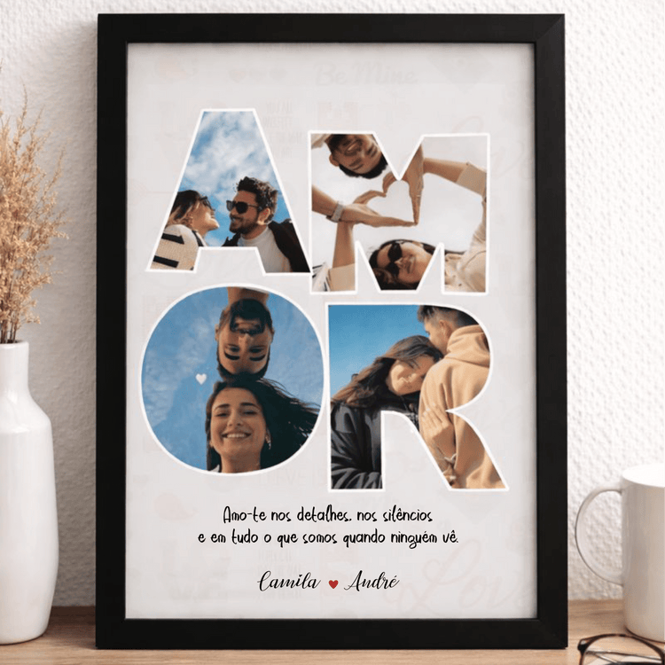 Quadro AMOR - Presente Dia dos Namorados - Cutxi Cutxi - Presentes Personalizados