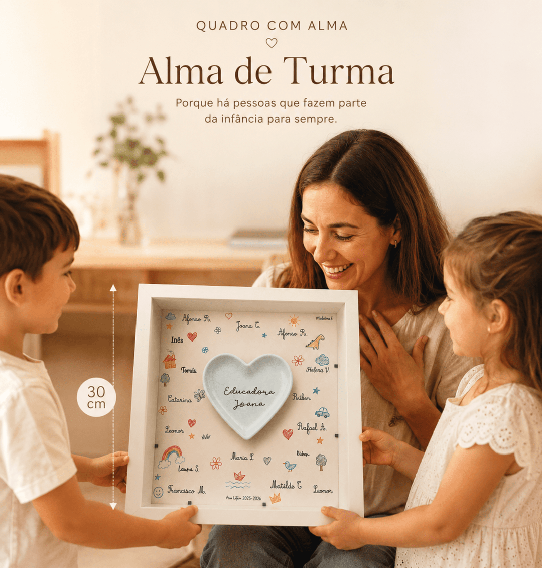 Quadro com Alma — Coração de Turma Assinaturas Reais - Cutxi Cutxi - Presentes Personalizados
