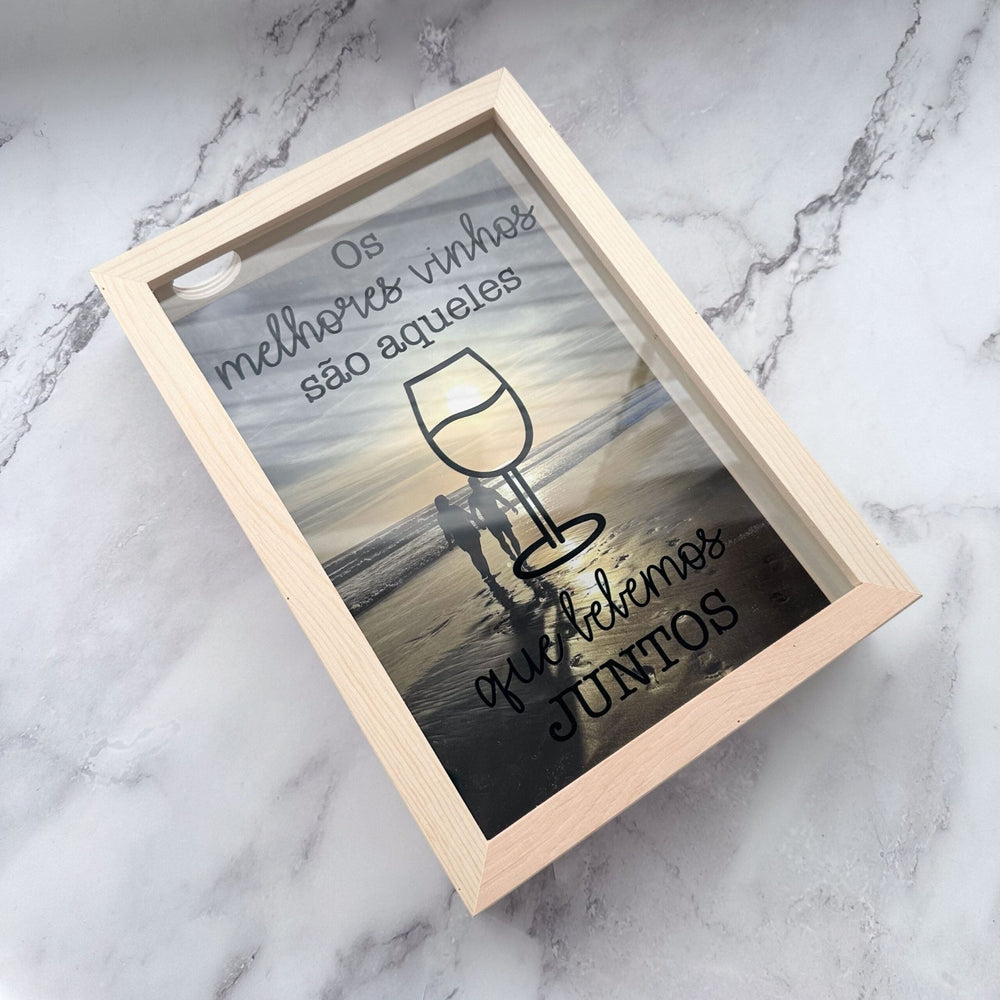 Quadro Guarda Rolhas ou Caricas Memórias com fotografia - Cutxi Cutxi - Presentes Personalizados