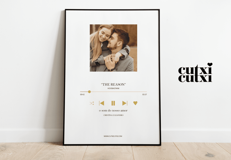 Quadro Moldura Interativo com Fotografia e Música O SOM DO NOSSO AMOR - Cutxi Cutxi - Presentes Personalizados