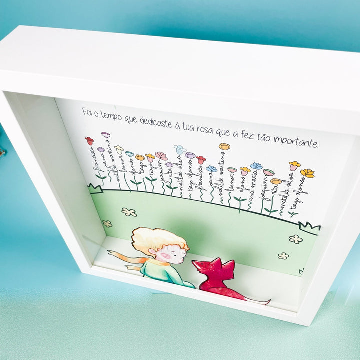 Quadro O Principezinho e a suas Rosas   - Um Presente Único da Turma - Cutxi Cutxi - Presentes Personalizados