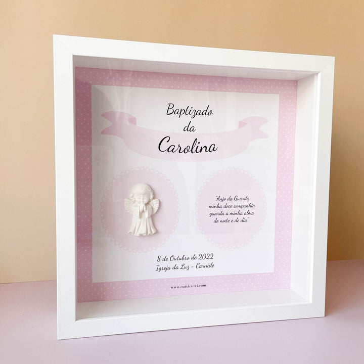 Quadro Sacramento personalizado com Nome e Anjinho - Cutxi Cutxi - Presentes Personalizados