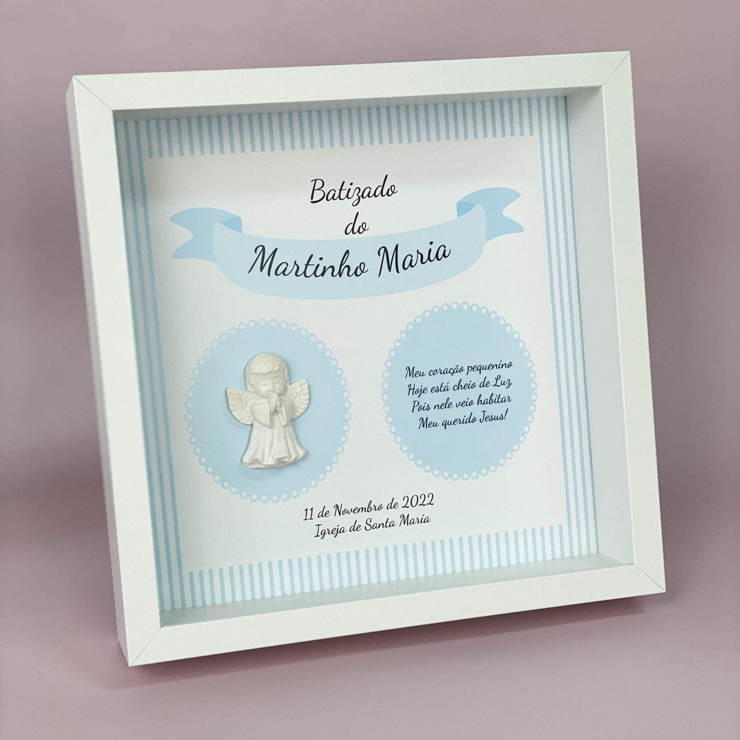Quadro Sacramento personalizado com Nome e Anjinho - Cutxi Cutxi - Presentes Personalizados