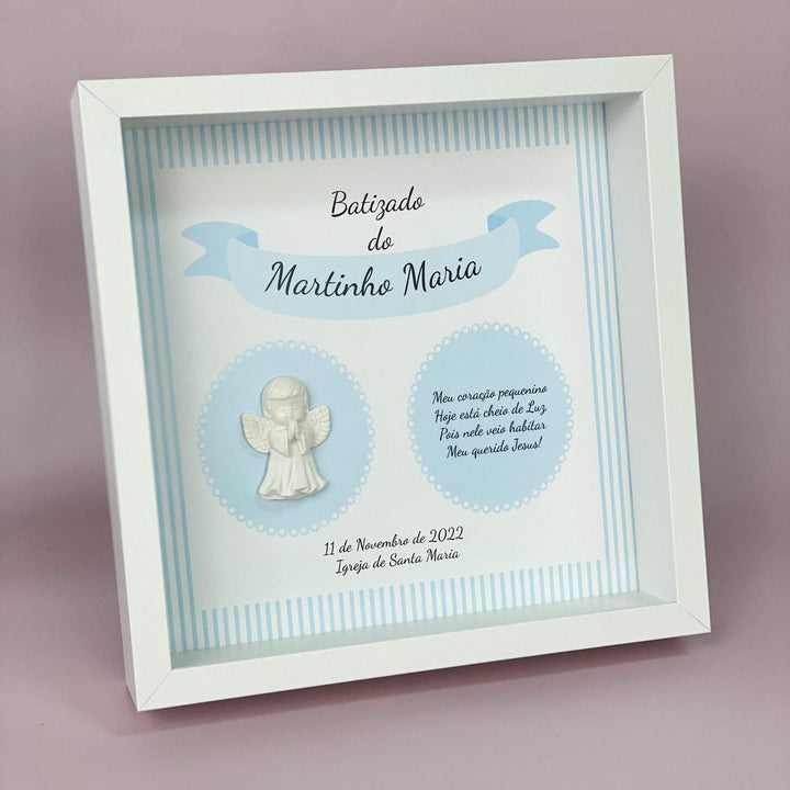 Quadro Sacramento personalizado com Nome e Anjinho - Cutxi Cutxi - Presentes Personalizados