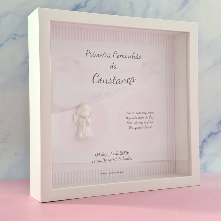 Quadro Sacramento personalizado com Nome e Anjinho - Cutxi Cutxi - Presentes Personalizados