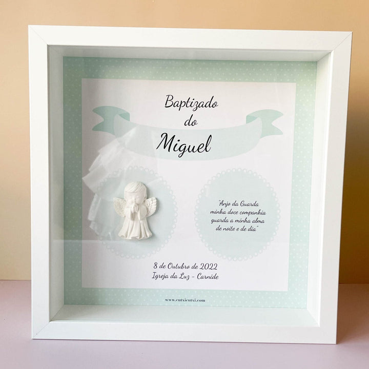 Quadro Sacramento personalizado com Nome e Anjinho - Cutxi Cutxi - Presentes Personalizados