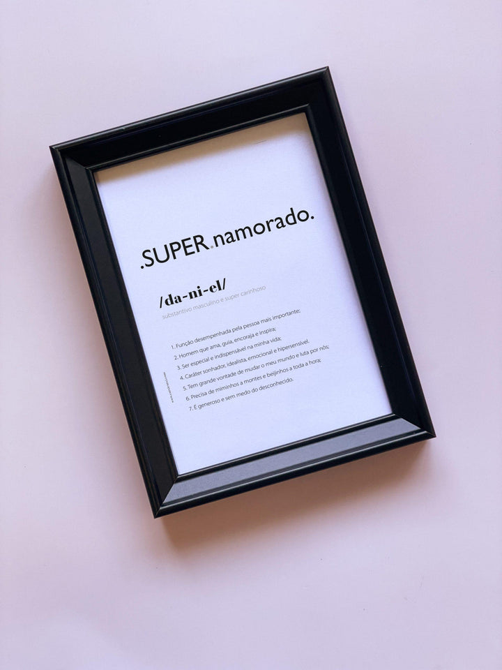 quadro super namorado com siginicado do nome