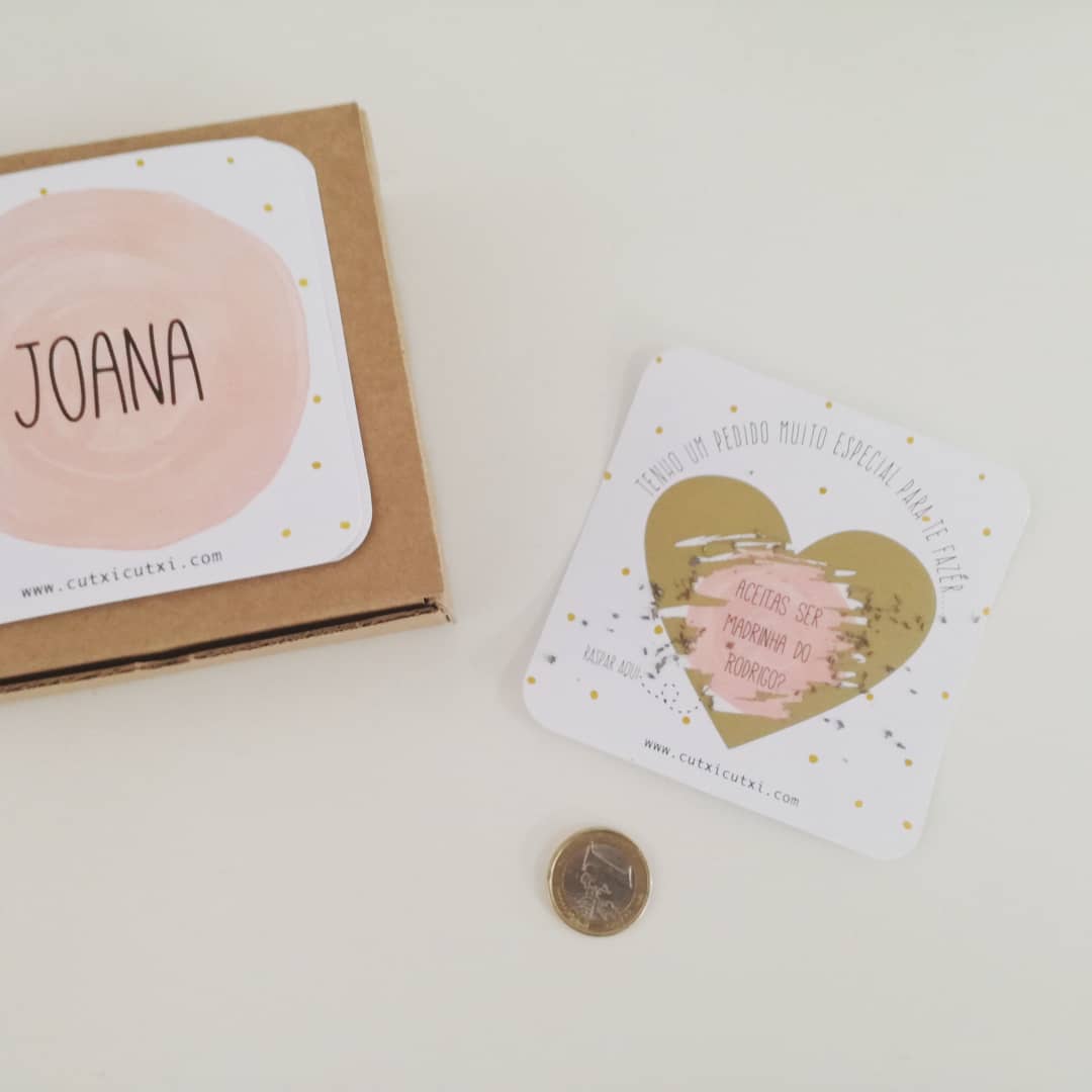 Raspadinha com Caixa - Aguarela Rosa - Cutxi Cutxi - Presentes Personalizados