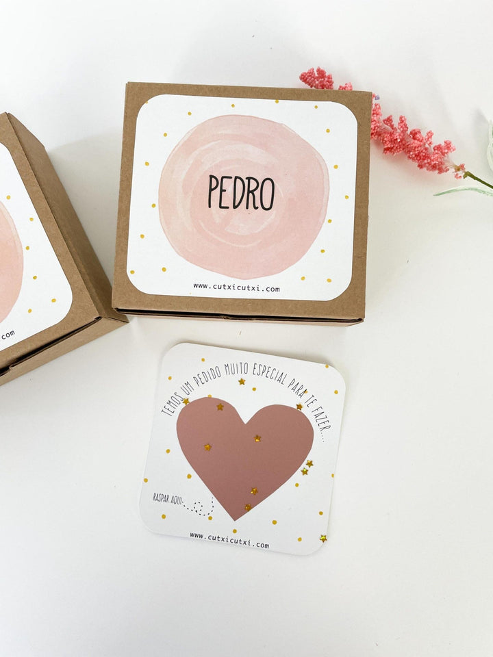 Raspadinha com Caixa - Aguarela Rosa - Cutxi Cutxi - Presentes Personalizados