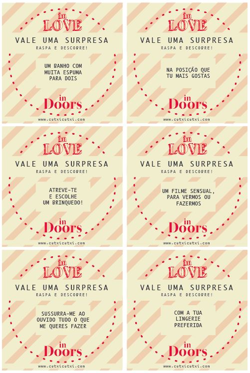 Raspadinhas InLOVE InDOORS - Presente Namorados - Cutxi Cutxi - Presentes Personalizados