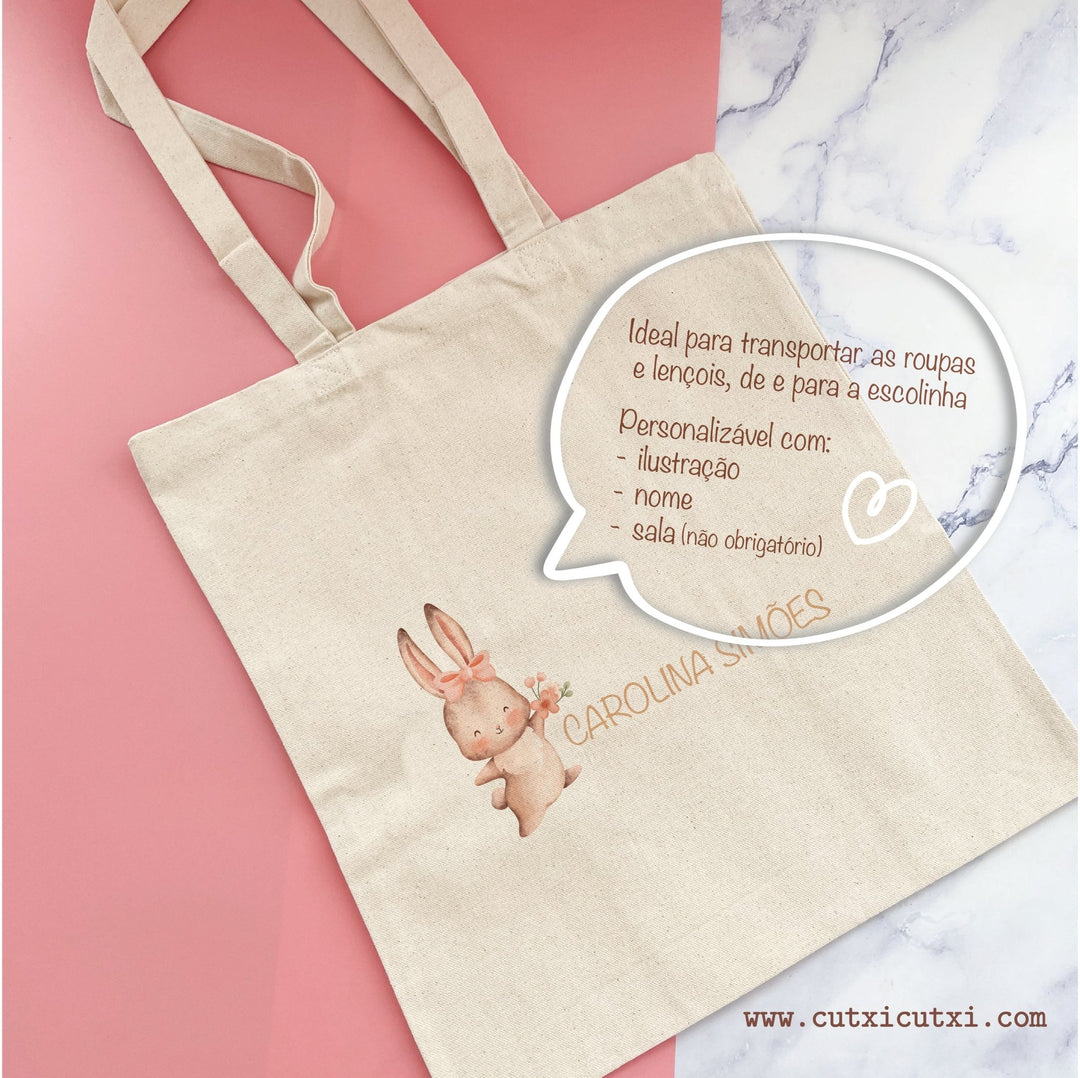 🧺 Saco de Alças Personalizado – Para a Roupa ou transporte de material da Escolinha - Cutxi Cutxi - Presentes Personalizados
