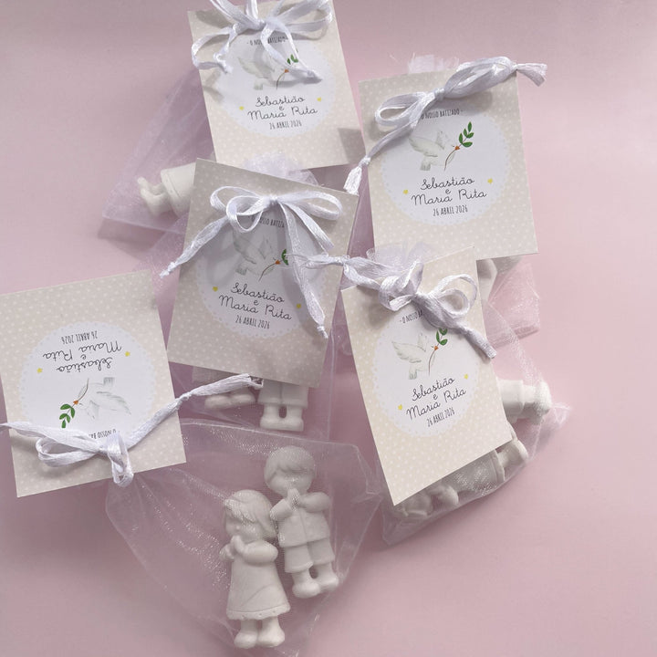 Santinhos de Gesso para Irmãos | Lembrança Primeira Comunhão e Profissão de Fé - Cutxi Cutxi - Presentes Personalizados