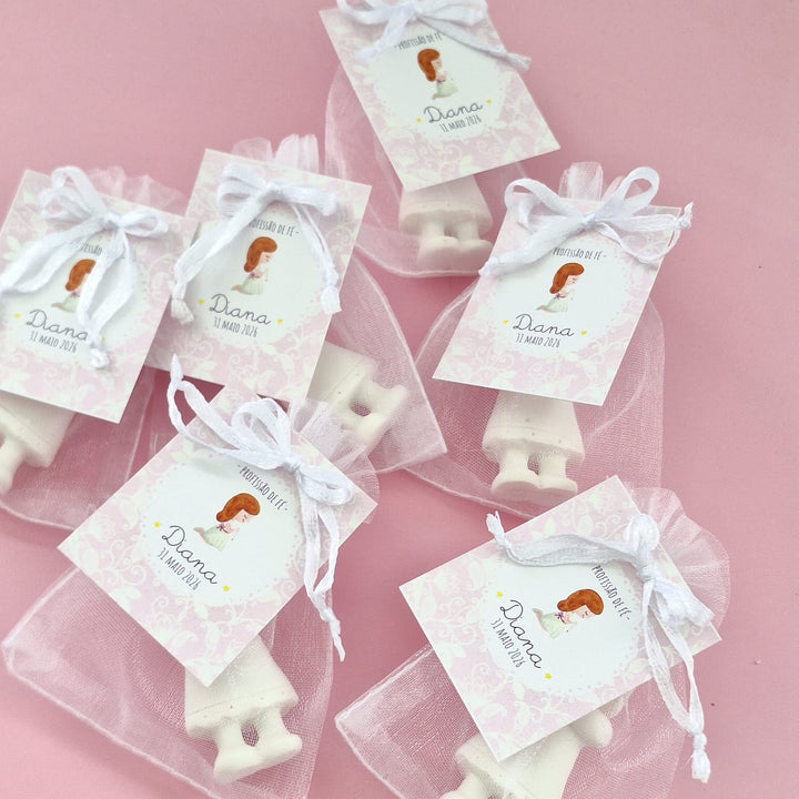 Santinhos de Gesso Perfumado | Lembrança Profissão de Fé - Cutxi Cutxi - Presentes Personalizados