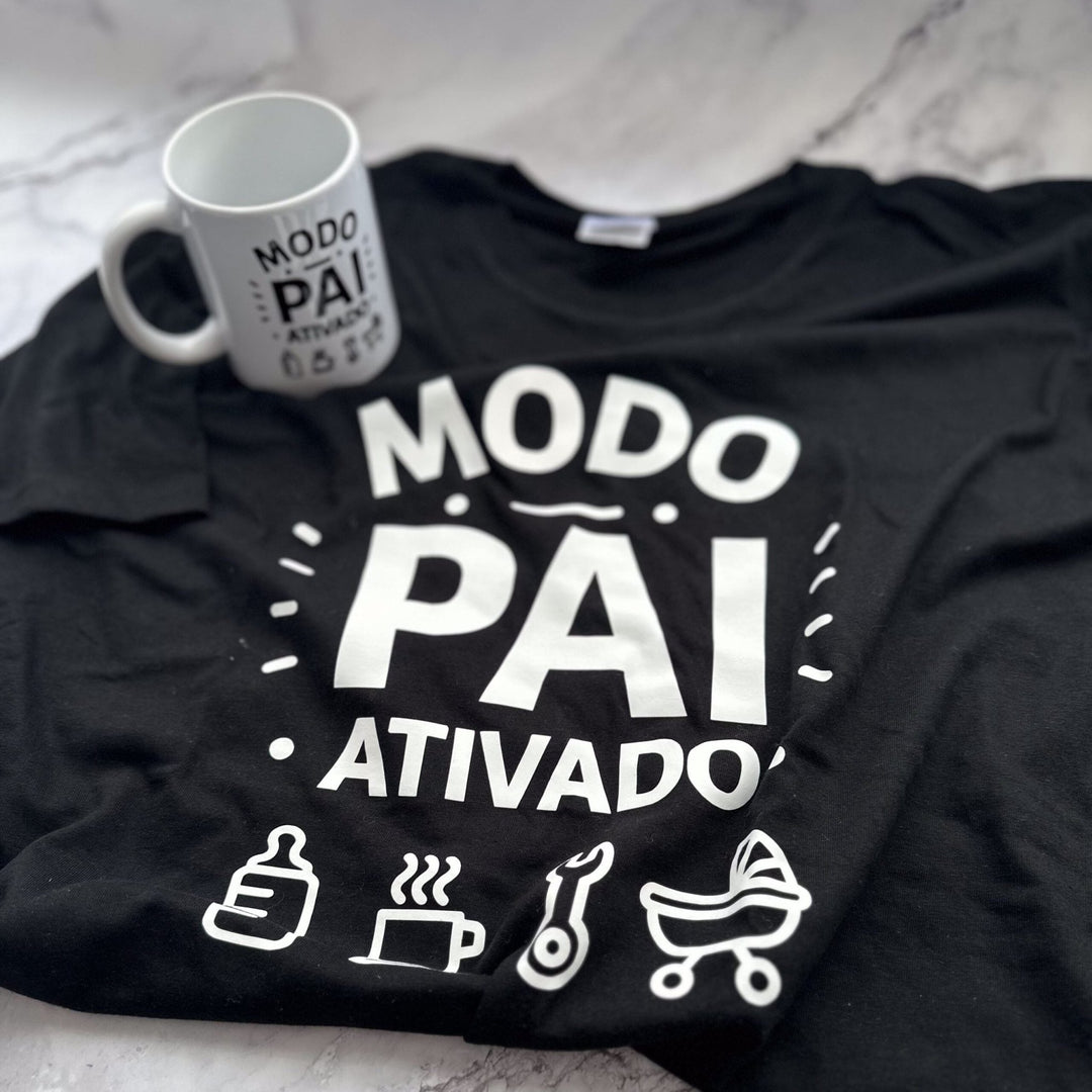 T-shirt Modo Pai Ativado – Para Revelação ou Momentos Pai e Filhos 👶⚡ - Cutxi Cutxi - Presentes Personalizados
