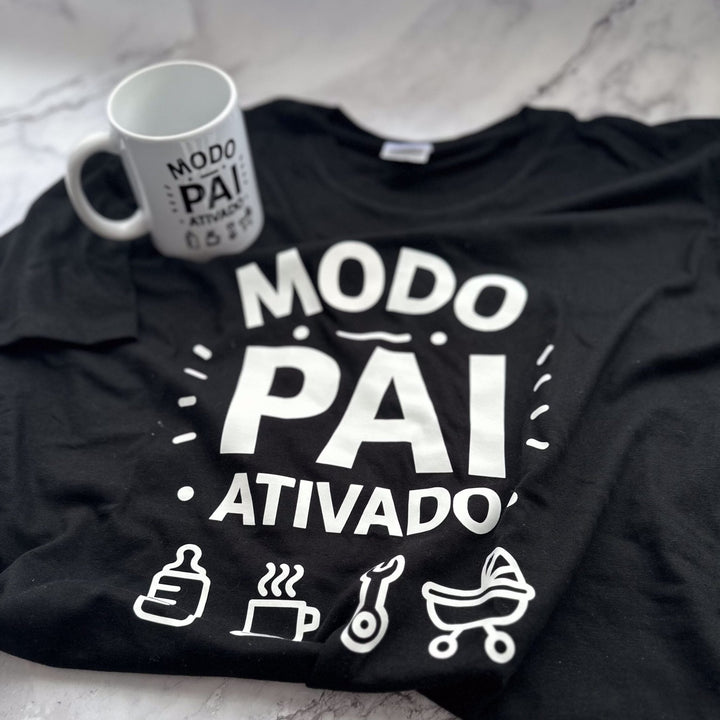 T-shirt Modo Pai Ativado – Para Revelação ou Momentos Pai e Filhos 👶⚡ - Cutxi Cutxi - Presentes Personalizados
