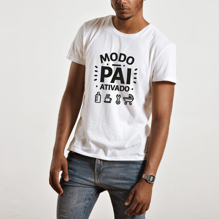 T-shirt Modo Pai Ativado – Para Revelação ou Momentos Pai e Filhos 👶⚡ - Cutxi Cutxi - Presentes Personalizados
