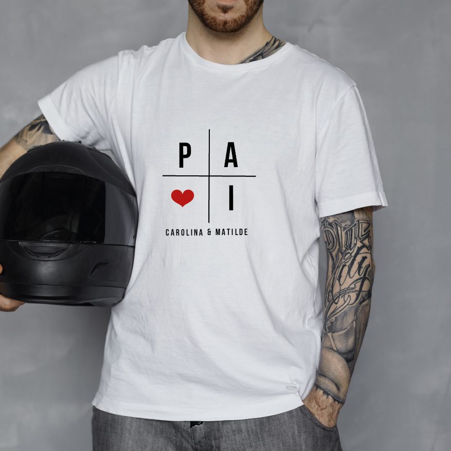 T-shirt Pai com Coração – Personalizada com Amor! ❤️👨‍👧‍👦 - Cutxi Cutxi - Presentes Personalizados