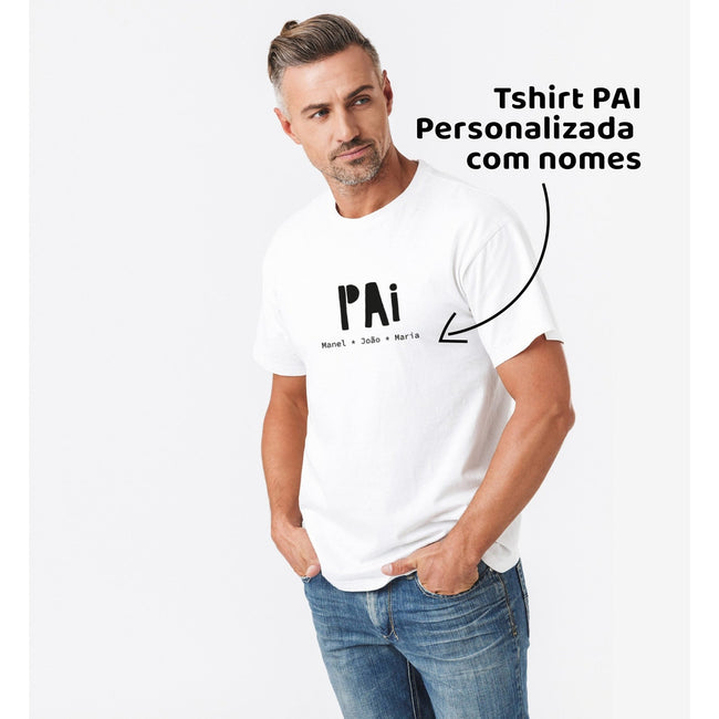 T-shirt PAI personalizada com os nomes dos filhos - Cutxi Cutxi - Presentes Personalizados