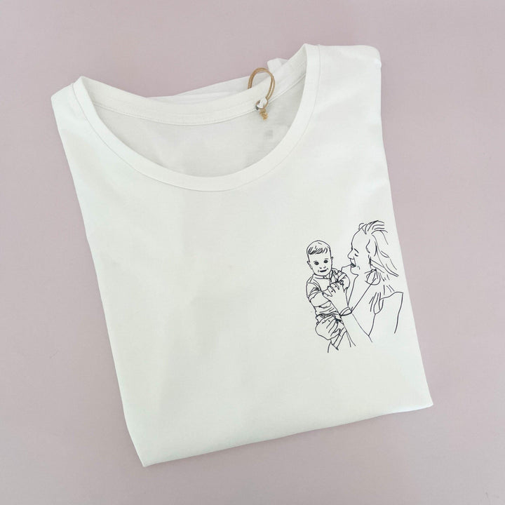 T-shirt Retrato em Traço | Mãe - Cutxi Cutxi - Presentes Personalizados
