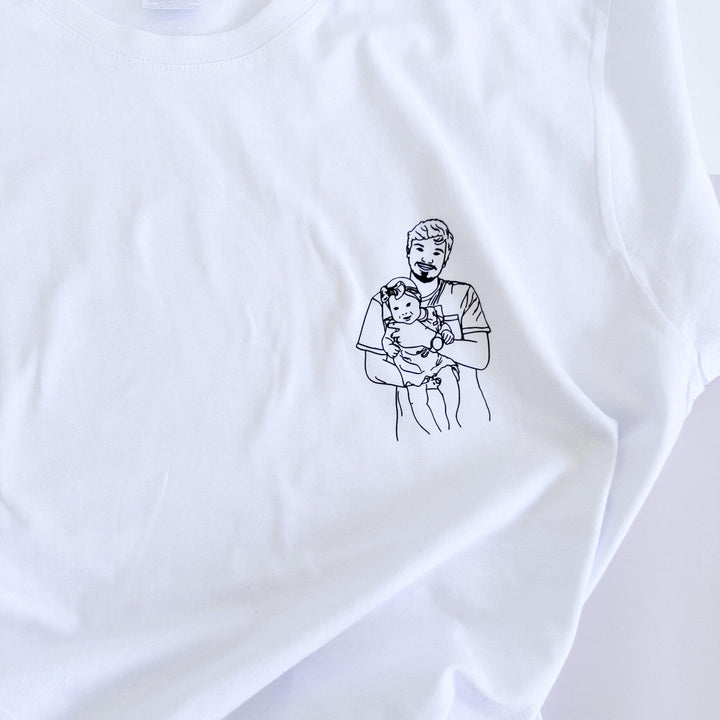 T-shirt Retrato em Traço | Pai - Cutxi Cutxi - Presentes Personalizados