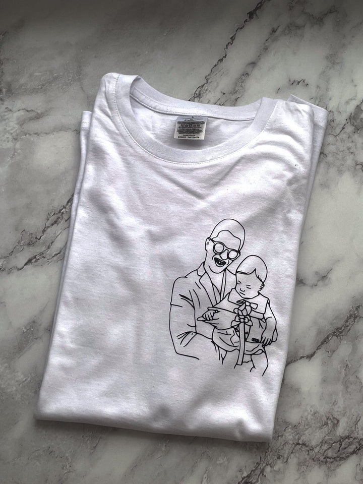 T-shirt Retrato em Traço | Pai - Cutxi Cutxi - Presentes Personalizados