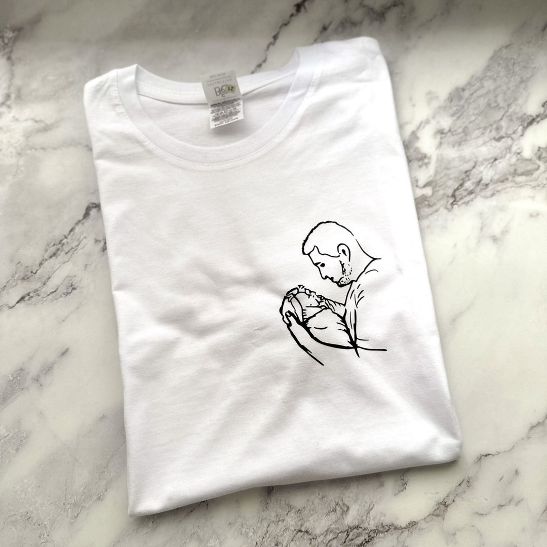 T-shirt Retrato em Traço | Pai - Cutxi Cutxi - Presentes Personalizados
