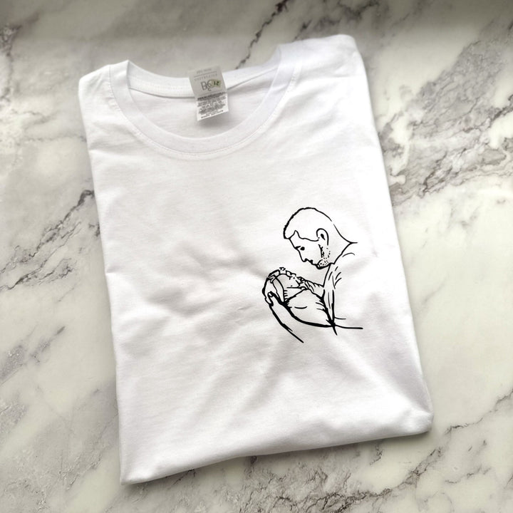 T-shirt Retrato em Traço | Pai - Cutxi Cutxi - Presentes Personalizados