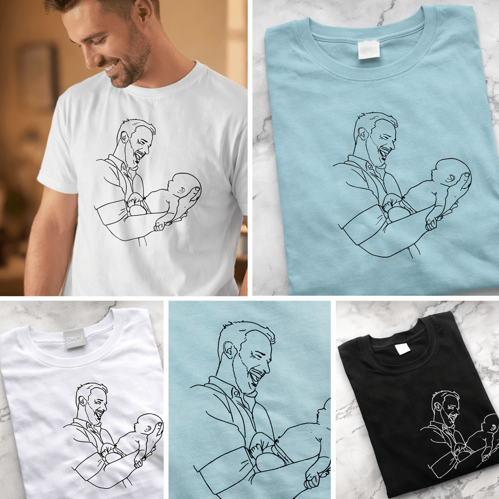 T-shirt Retrato em Traço | Pai - Cutxi Cutxi - Presentes Personalizados