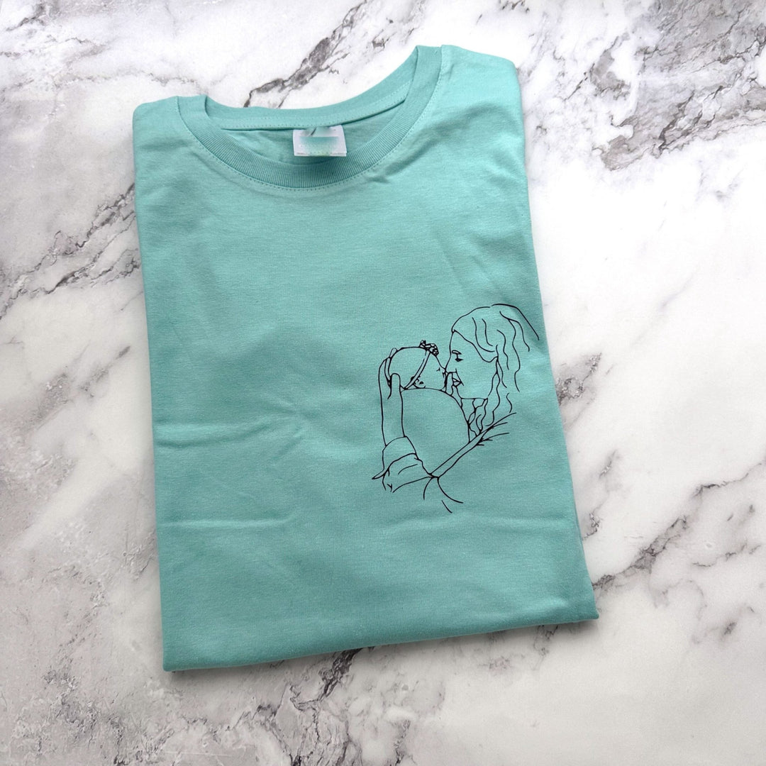 T-shirt Retrato em Traço | Pai - Cutxi Cutxi - Presentes Personalizados