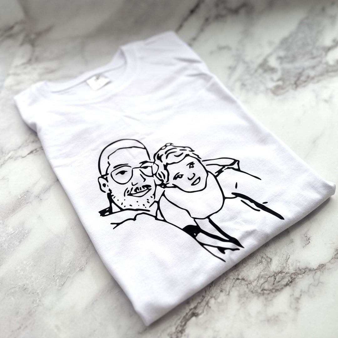 T-shirt Retrato em Traço | Pai - Cutxi Cutxi - Presentes Personalizados