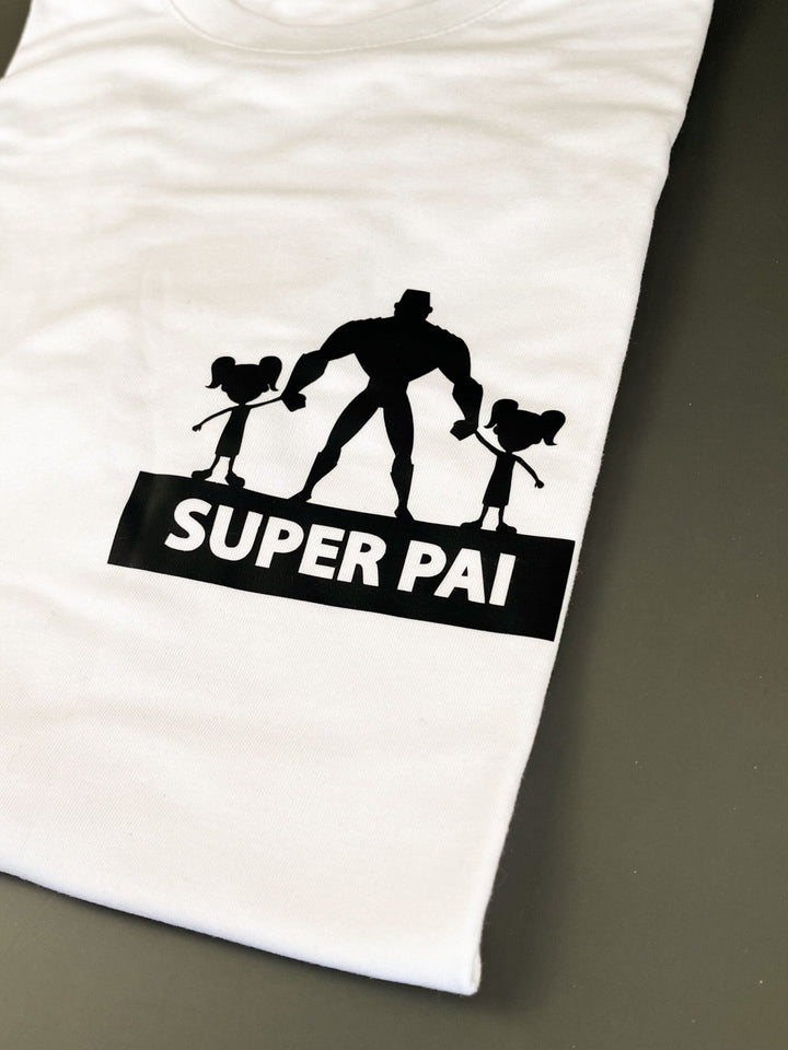 T-shirt Super Pai e filho(s) - Cutxi Cutxi - Presentes Personalizados