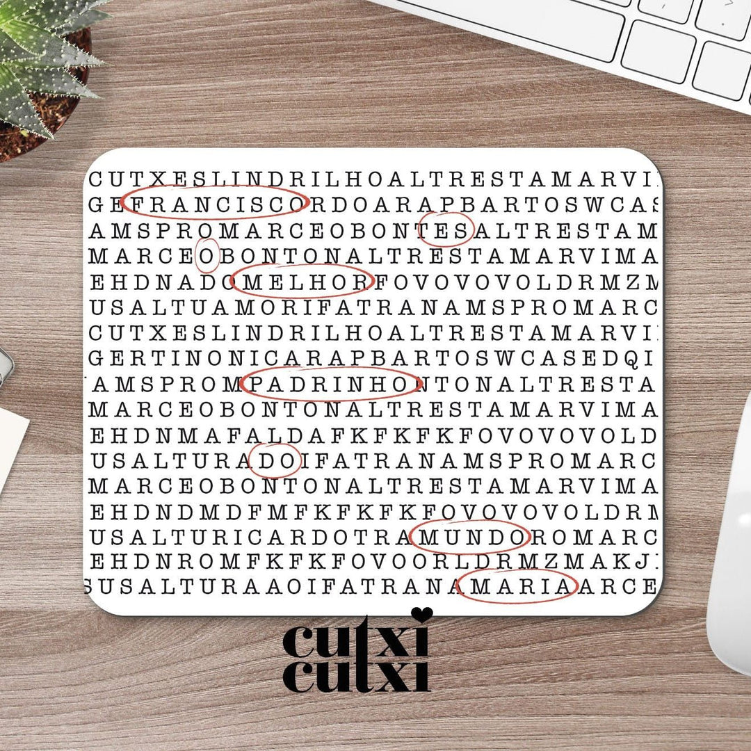 Tapete de Rato Sopa de letras - Cutxi Cutxi - Presentes Personalizados