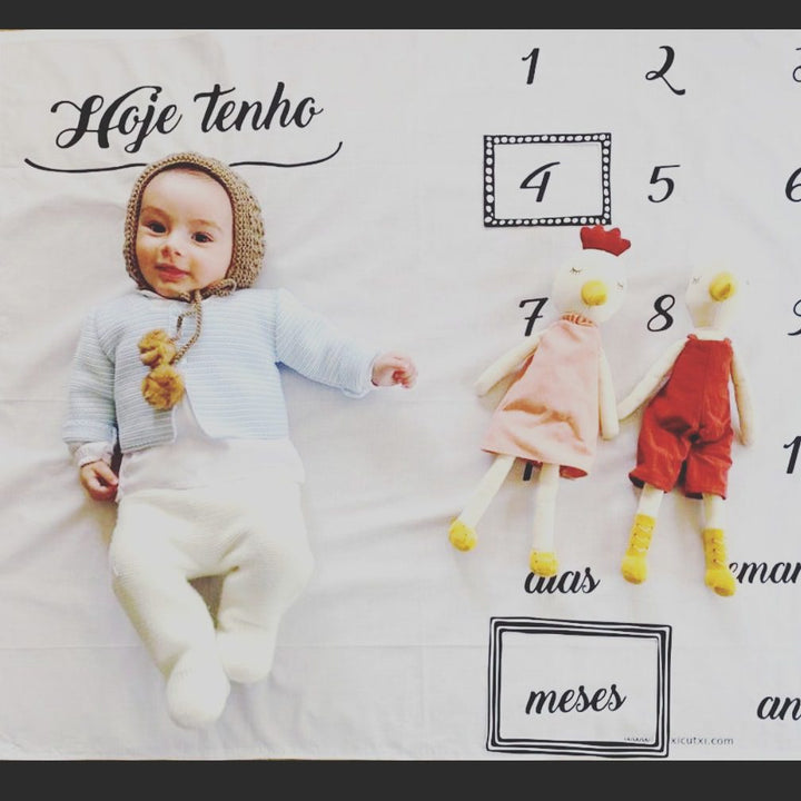 Tapete Milestones para bebé Hoje Tenho - Cutxi Cutxi - Presentes Personalizados