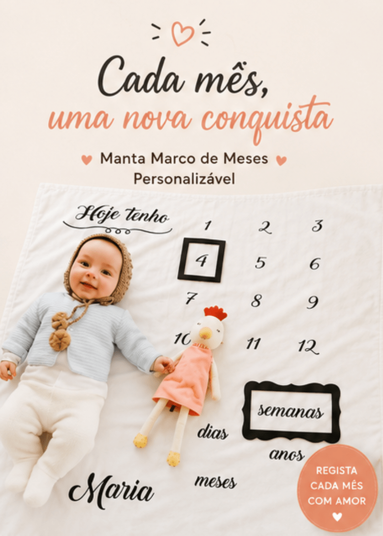 Tapete Milestones para bebé Hoje Tenho - Cutxi Cutxi - Presentes Personalizados