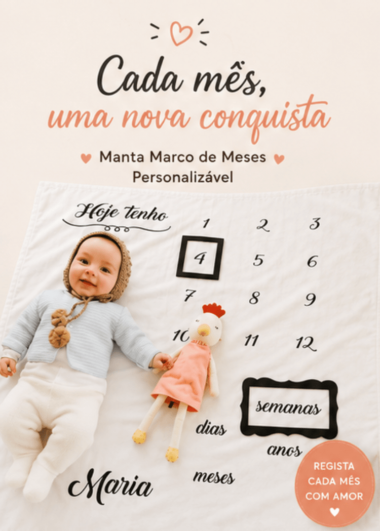 Tapete Milestones para bebé Hoje Tenho - Cutxi Cutxi - Presentes Personalizados